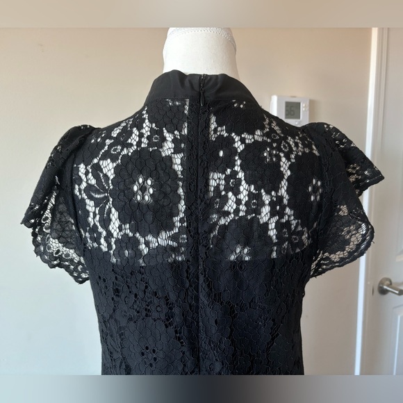 NANETTE LEPORE LACE BOW BLACK DRESS. Flutter Cap Sleeve. Size 4. Beautiful! - Picture 6 of 13